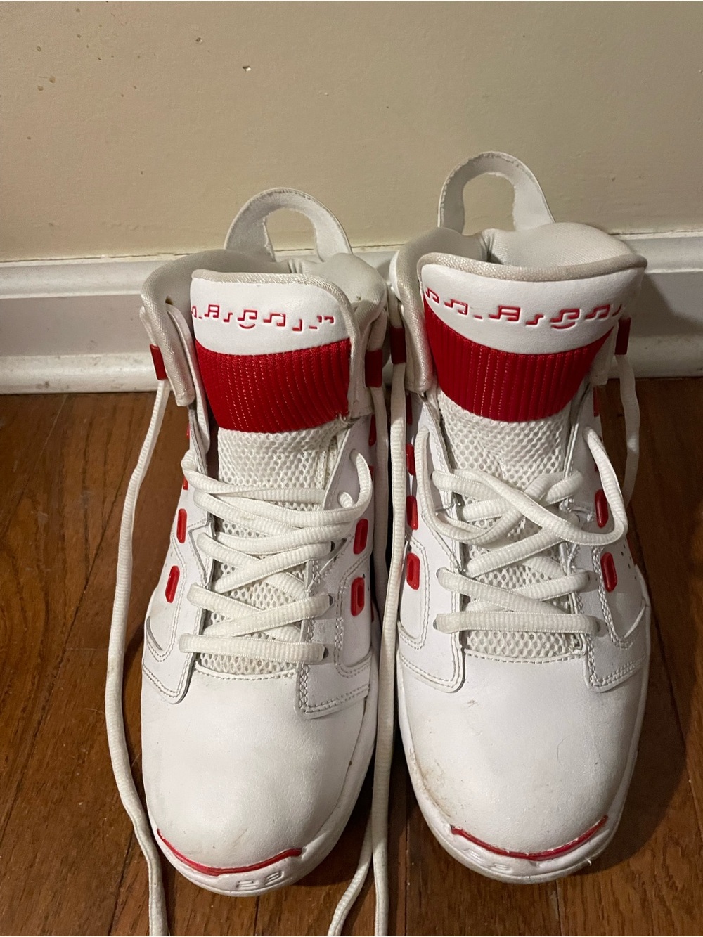 Nike Kids White and Red High-Top Sneakers